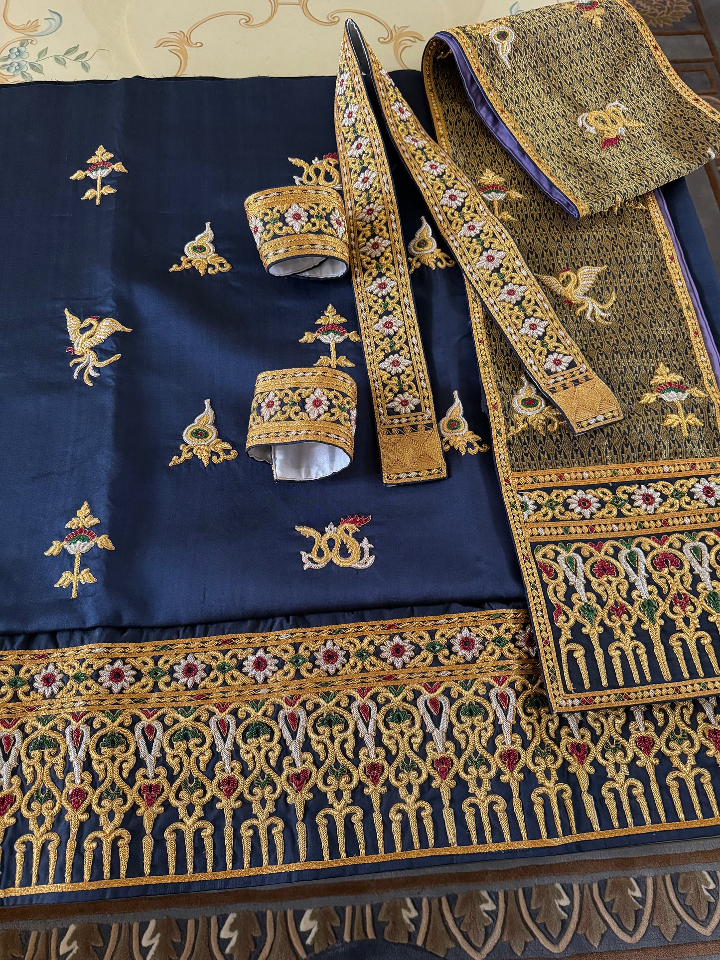 Traditional Laotian Blue & Gold Padding Set (version 1)