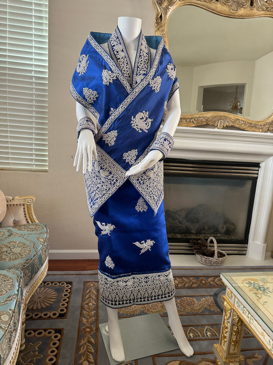 Traditional Laotian Blue & Silver Padding Set