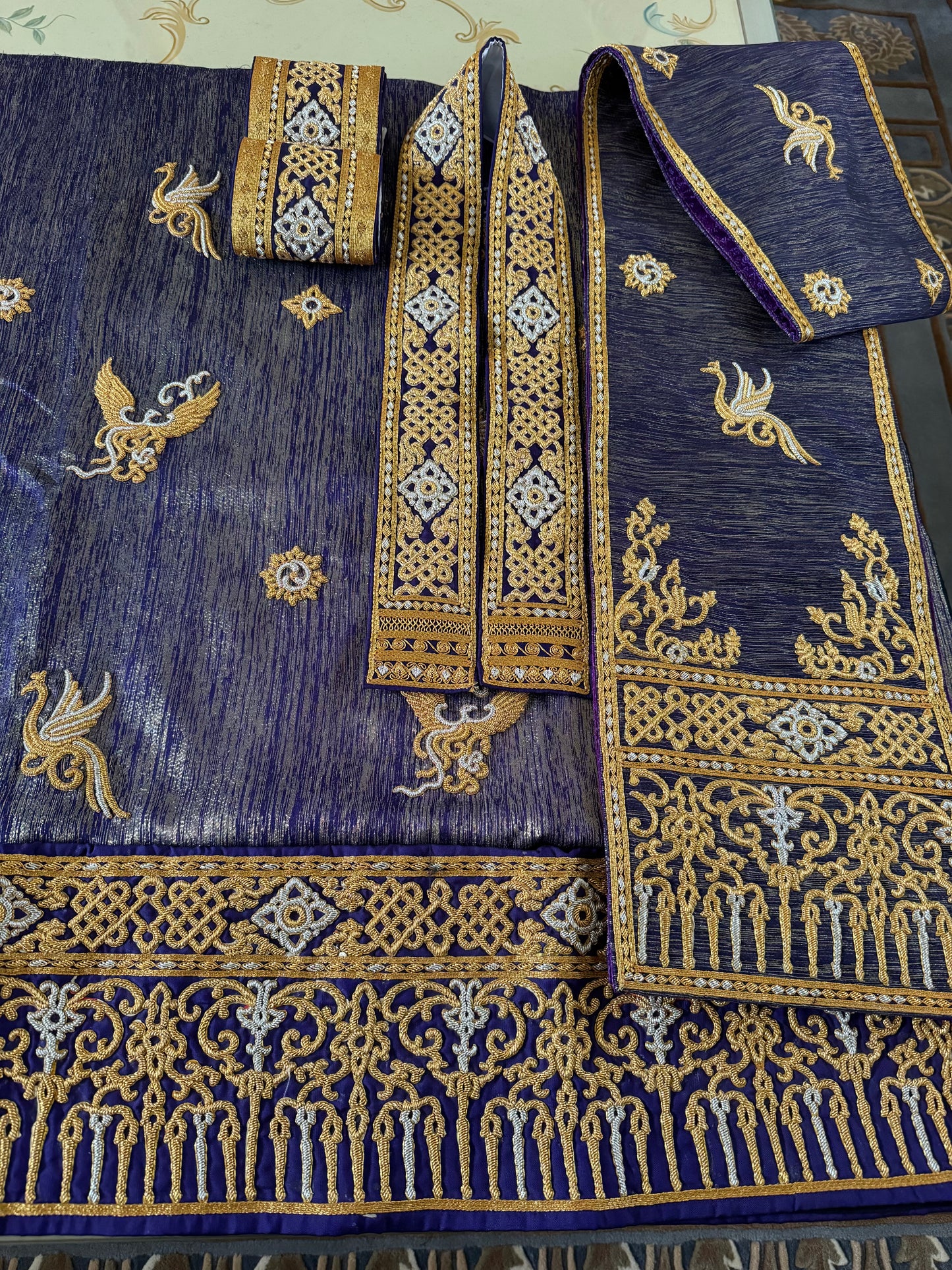 Traditional Laotian Navy & Gold Padding Set