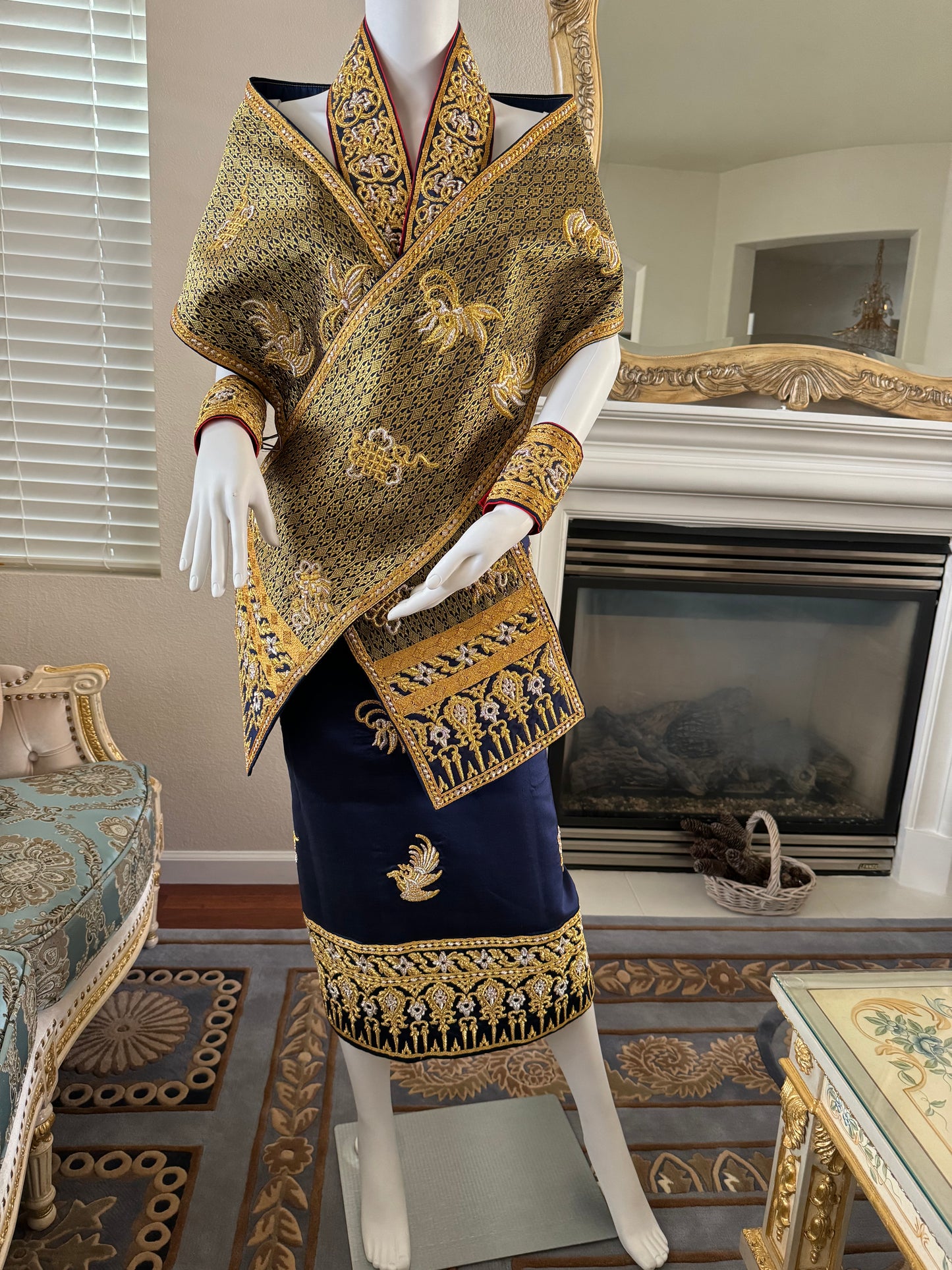 Traditional Laotian Blue & Gold Padding Set (version 2)