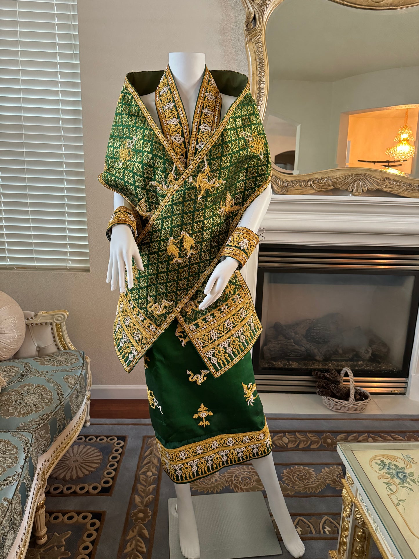 Traditional Laotian Green Padding Set